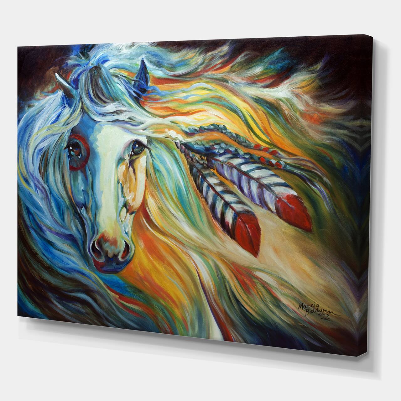 Designart - Breaking Dawn Indian War Horse - Cottage Canvas Art Print